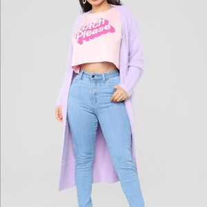 Super soft Fuzzy Long Purple Fashion Nova Cardigan